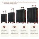 Hardshell Luggage Sets 6 Piece Suitcase Set, Expandable Lightweight Suitcases with Wheels, TSA Lock for Men Women, Black Brown