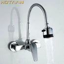 Dual hole brass chrome adjustable showerhead kitchen tap mixer