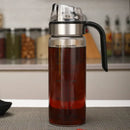 Durable automatic oil bottle set in red & gold for kitchen storage