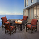 Aluminum 48-in Rectangular Patio Fire Table Set with Rocking Chairs