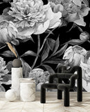 Black and White Peonies Wallpaper