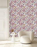 Modish White Wallpaper with Flowers Smart