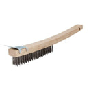 Dynamic 00401 14" 3 x 19 Row Wood Handle Tempered Steel Wire Brush w/ Scraper