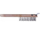 Dynamic 00404 11" 4 x 11 Row HD Wood Handle Tempered Steel Wire Brush w/ Scraper