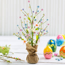 Easter Berry & Egg Floral Branch Arrangement Spring Tabletop Centerpiece with Burlap Base 17.5 Inches