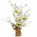 Easter Berry & Egg Floral Branch Arrangement Spring Tabletop Centerpiece with Burlap Base 17.5 Inches