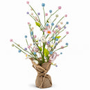 Easter Berry & Egg Floral Branch Arrangement Spring Tabletop Centerpiece with Burlap Base 17.5 Inches