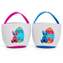 Set of 2 Easter Bunny Tote Bags – Soft Fabric Egg Hunt Baskets Carry Pouches for Kids 9.5 Inches Tall