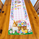 Fabric Easter Table Runner Featuring Playful Bunnies and Pastel Eggs 73 Inches Long