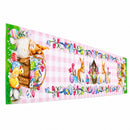 Fabric Easter Table Runner Featuring Playful Bunnies and Pastel Eggs 73 Inches Long