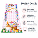 Fabric Easter Table Runner Featuring Playful Bunnies and Pastel Eggs 73 Inches Long