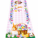 Fabric Easter Table Runner Featuring Playful Bunnies and Pastel Eggs 73 Inches Long