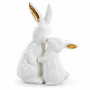Elegant Ceramic Mother Bunny with Baby Figurine 8 Inches Tall
