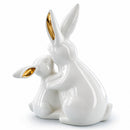 Elegant Ceramic Mother Bunny with Baby Figurine 8 Inches Tall