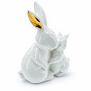 Elegant Ceramic Mother Bunny with Baby Figurine 8 Inches Tall