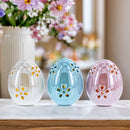 Set of 3 Pearlized Ceramic Easter Egg Lanterns