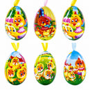 Set of 6 Chicks Vintage Style Hanging Easter Egg Ornaments