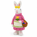 Bunny Figure with Pastel Basket and Sweater Detail 5.8 Inches Tall