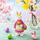 Bunny Figure with Pastel Basket and Sweater Detail 5.8 Inches Tall