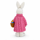 Bunny Figure with Pastel Basket and Sweater Detail 5.8 Inches Tall
