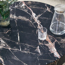 31.5' Black Marble-Patterned MDF Round Coffee Table with black Metal Legs.Adjustable Feet,Coffee table,Round Table Design,MDF Material,Black Marble Pattern.