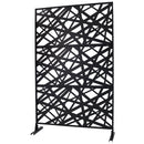 Outdoor & Indoor Privacy Screen Metal Privacy Screen 76' H×48' W, Freestanding Decorative Privacy Screen for Deck Balcony Patio, Privacy Fence Panels for Outside Lawn Garden PS117 BLACK