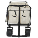 360° Rotating Rear Wheel Heavy-Duty Folding Wagon – Multi-Use Garden Cart with All-Terrain Wheels, Design for Camping, Beach, Picnic & Outdoor, Beige