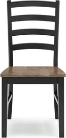 Armless Dining Chair Set 2 Two Tone Black and Brown