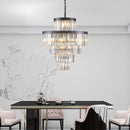 Black Luxury Crystal Chandelier Modern Chandeliers Lights Fixture Hanging Pendant Light Fixture for Dining Room Bedroom Living Room Dia 23.6 Inch-Black