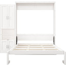 Queen Size Murphy Bed with 2 Side Cabinet Storage Shelves, 68-inch Cabinet Bed Folding Wall Bed with Desk Combo Perfect for Guest Room, Study, Office,White(old sku:BS7013008104C)