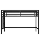 Twin Size Metal Loft Bed, Loft Bed with Easy Climbing Ladder and Guardrails for Kids, Black