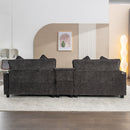 Modern Chenille Upholstered Sectional Sofa with Ottomans, USB Ports, Cup Holders, and Storage in Grey