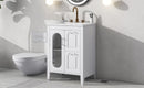 24' Bathroom Vanity with Sink, Bathroom Vanity Cabinet with Two Drawers and Door, Adjustable Shelf, Solid Wood and MDF, White (Old Sku:WF309411AAK)