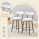 Fashionable Ergonomic High Legged Bar Chairs with White Fabric Cushions, 35.5 Inches Tall, Black and White Color.Set of 2.