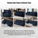 Oversized Deep Seat Sectional Cloud Sofa Sleeper with 3 Ottomans & Soft Pillows, Modular Couch Bed, Blue Chenille, 109.45 Inches