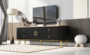 U-Can Modern TV Stand for TVs up to 80 Inches, Entertainment Center with 4 Drawers and 1 Cabinet, Wood TV Console Table with Metal Legs and Handles for Living room(Old SKU:SJ000117AAB)