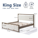 King Bed with Ivory Boucle fabric Headboard, Wood Frame