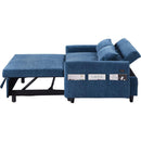 55.1' Pull Out Sleep Sofa Bed Loveseats Sofa Couch with Adjsutable Backrest, Storage Pockets, 2 Soft Pillows, USB Ports for Living Room, Bedroom, Apartment, Office, Blue (Old SKU: WF315689AAC)
