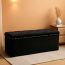 Jet Black Storage Ottoman Bench Seat 43.3 Inch Length