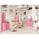Salon Station, Barber Stations with 2-Tier Storage Shelf with Door, Hair Styling Storage Cabinet with 2 Drawer, a Large Storage Cabinet & 3 Hot Tool Holders