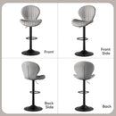 Light Grey Swivel Bar Stools Set Of 3 With High Backrest