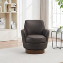 PU leather Swivel Barrel Chair, Swivel Accent Chairs Armchair for Living Room, Reading Chairs for Bedroom Comfy, Round Barrel Chairs with Gold Stainless Steel Base (Brown)