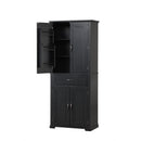 Bathroom Storage Cabinet with Doors and Drawer, Multiple Storage Space, Adjustable Shelf, Black (Old Sku:WF308204AAB)