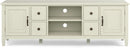 72 Inch Wide Solid Wood TV Stand Antique White With Storage