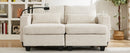 Convertible Chaise Lounge 63' Loveseat Sofa Bed with USB Ports, Cup Holders, Phone Holder, Storage, Beige Corduroy