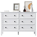 Modern White 6-Drawer Dresser With Metal Handles Bedroom