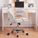 Cream Velvet Swivel Desk Chair With Wheels Tufted Back