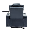 Blue PU Leather Power Recliner Theater Chair with Cooling Cup Holder, Bluetooth Speaker, LED Lights, USB Ports