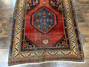 Antique Persian Sarab Runner Rug 3.9 x 12, Red, Handmade, Tribal Runner, Wool, Signed