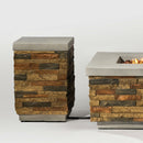 Sandstone Outdoor Propane Tank Holder Fire Pit Cover Side Table Lightweight Concrete 15.35 x 15.35 x 23 inches